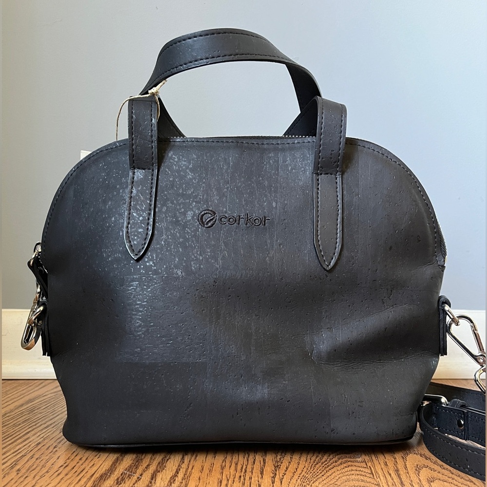 Corkor black vegan cork crossbody bag NWT